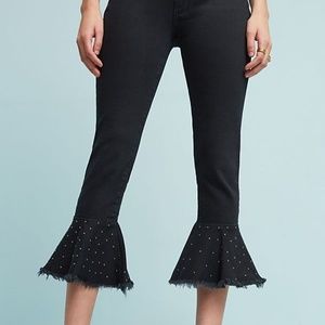 Pilcro Embellilshed High Rise Slim Flounced Jeans